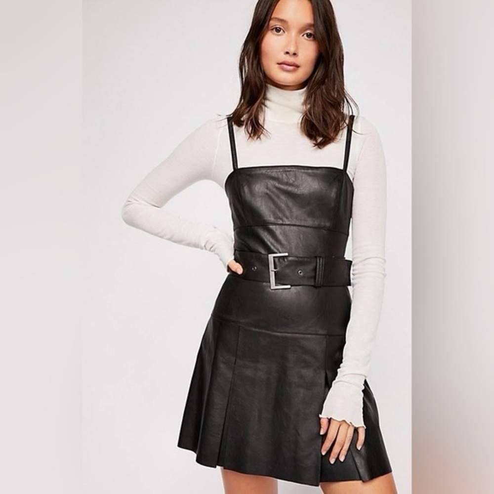 Free People black leather dress in size 0